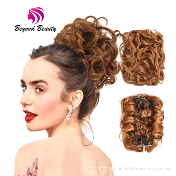 Short Synthetic Bridal Messy Curly Hair Bun Extension Combs Clip In bun hair extension